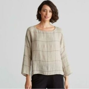 Eileen Fisher Linen Windowpane Shirt